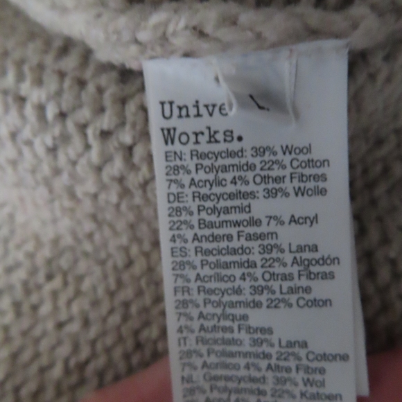 Universal Works  NEW MEXICO WOOL SWEATER shawl cardigan jacket L $337.00 NWT - Picture 7 of 8